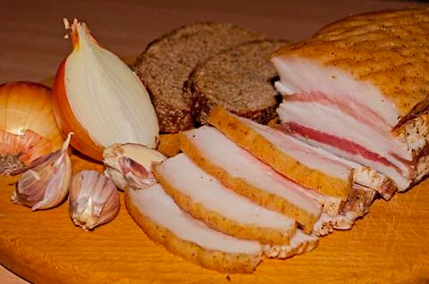 Sliced lard Stock Photos