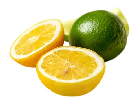 Sliced lemon and lime. without a shadow. Stock Photos