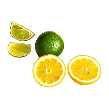 Sliced lemon and lime. without a shadow. Stock Photos