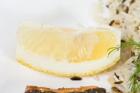 Sliced lemon closeup. Stock Photos