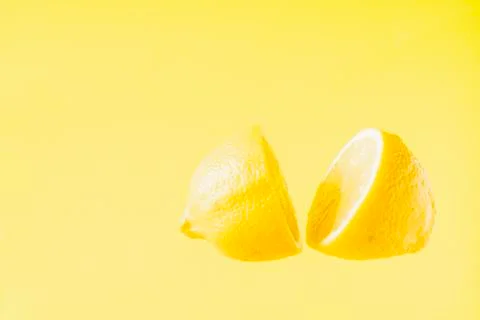 Sliced lemon floating 写真素材