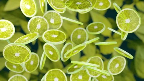 Sliced lemon fruit. Lime wedges. Fruity refreshing drink. Stock Footage 245818481