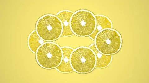 Sliced lemon fruit with stop motion effect. Seamless loop video Video stock 239254207