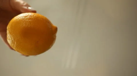 Sliced lemon on a glass table Stock Footage 63087683