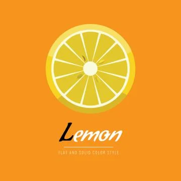 Sliced lemon icon. Flat color style Healthy food logo concept. Vector Stock Illustration