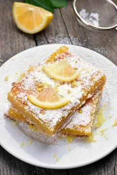 Sliced lemon pie Stock Photos