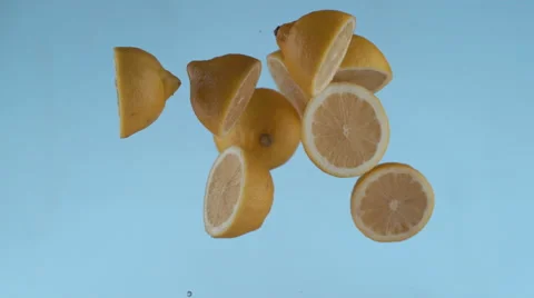 Sliced lemons flying in slow motion, shot with Phantom Flex 4K at 1000 frames Stock Footage 66777216