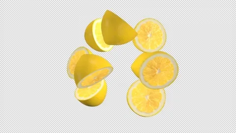 Sliced Lemons rotate in transparent background 動画素材 148676414