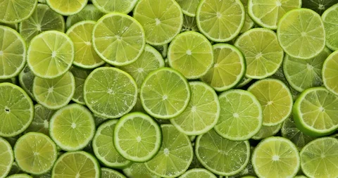 Sliced Lime Background, Zoom Out and Rotation, 4K 스톡 동영상 116490506