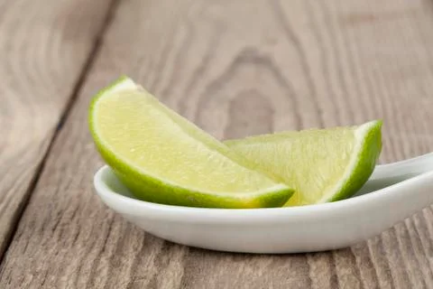 Sliced lime in a ladle Stock Photos