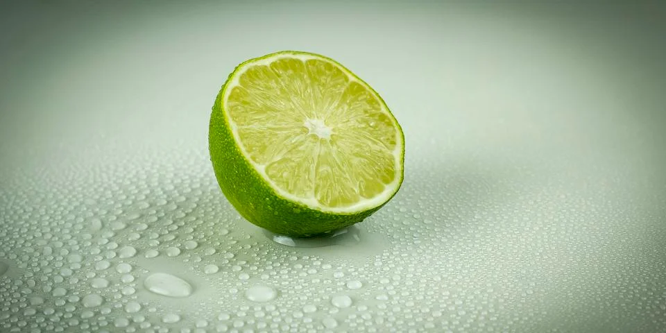Sliced lime macro Stock Photos