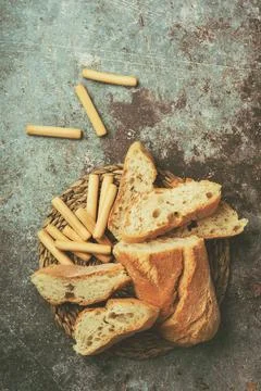 Sliced loaf of bread and Different types of bread Stock Photos