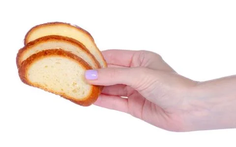 Sliced loaf bread in hand Stock Photos