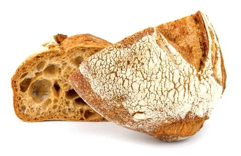 Sliced loaf of bread isolated on white background. Stock Photos