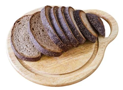 Sliced loaf of rye bread on a cutting board Foto stock