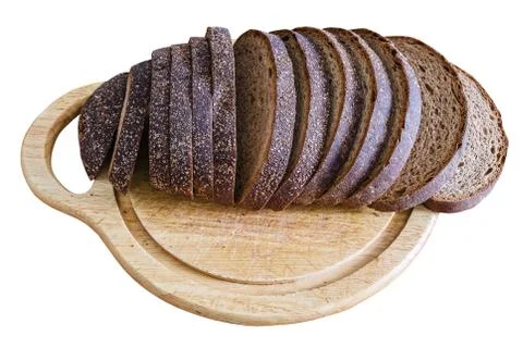 Sliced loaf of rye bread on a cutting board Stock Photos