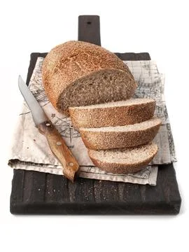 Sliced loaf of rye bread Stock Photos