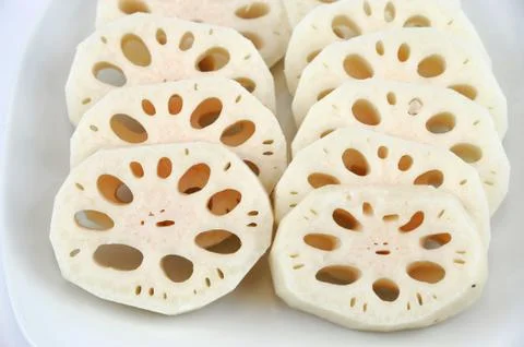 Sliced lotus root Stock Photos
