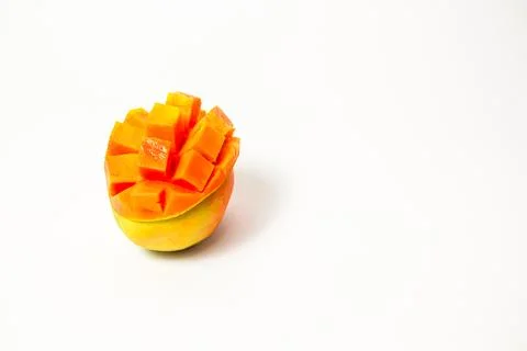 Sliced ??mango isolated on white background, fresh orange mango Stock Photos