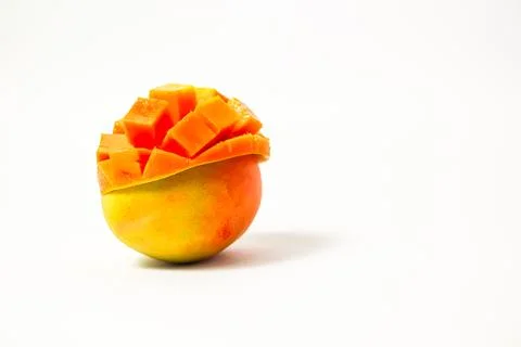 Sliced ??mango isolated on white background, fresh orange mango Stock Photos
