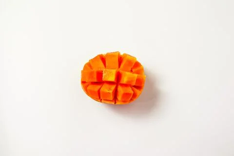Sliced ??mango isolated on white background, fresh orange mango Stock Photos