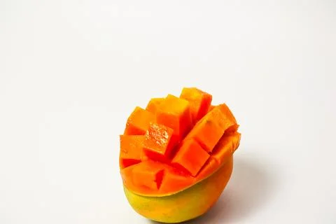Sliced ??mango isolated on white background, fresh orange mango Stock Photos