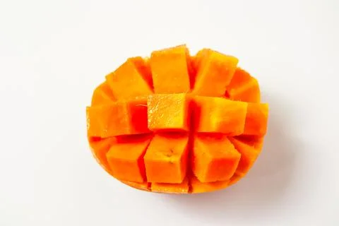 Sliced ??mango isolated on white background, fresh orange mango Stock Photos