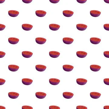 Sliced mangosteen fruit halves repeating seamless pattern Stock Illustration