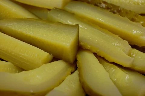 Sliced marinated cucumbers. close-up. Background Stock Photos