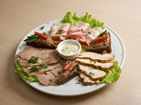 Sliced meat Stock Photos
