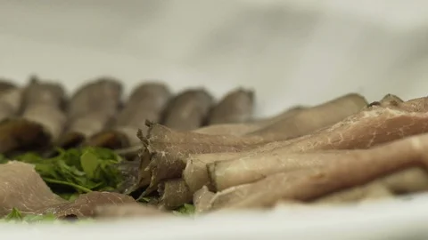 Sliced Meat in a Plate 库存影片 129530294