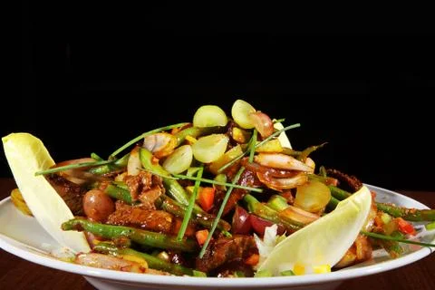 Sliced ??meat with vegetables Stock Photos