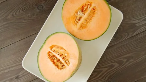 Sliced melon on a plate. Stock Footage 297250348