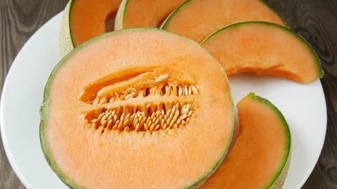 Sliced melon on a plate. Stock Footage 301859902