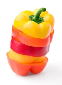Sliced multi-color pepper Stock Photos
