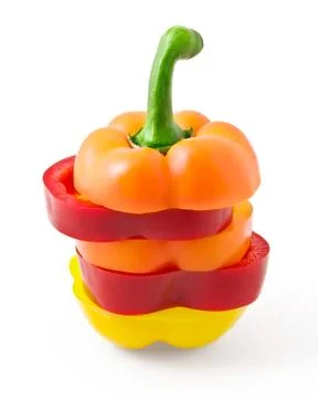 Sliced multi-color pepper Stock Photos