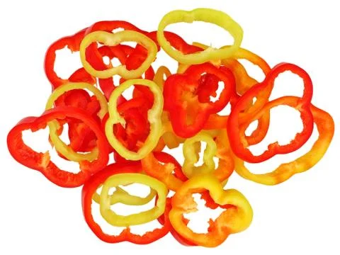 Sliced multicoloured pepper.isolated Stock Photos
