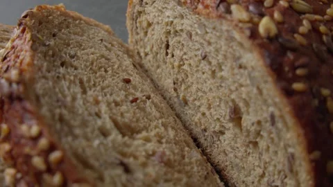 Sliced Multigrain Bread with Seed Topping Stock Footage 285566637