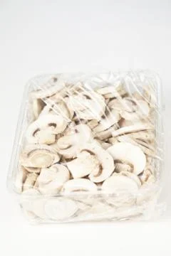 Sliced mushrooms packaged Stock Photos