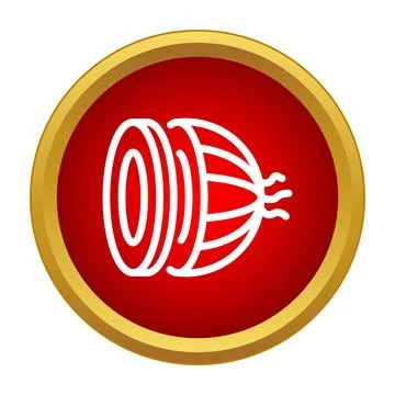 Sliced onion or vegetable icon on red background Stock Illustration