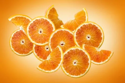 Sliced orange fruit Stock Photos