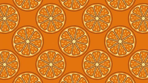 Sliced Orange Fruit Rotating on Orange Background Stock Footage 316982884