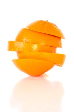 Sliced orange fruit white background. Stock Photos
