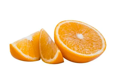 Sliced orange isolated on the white background. fresh orange fruit with Clipp Stock Photos