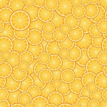 Sliced orange seamless pattern, exotic fruits vector background. Stock Illustration