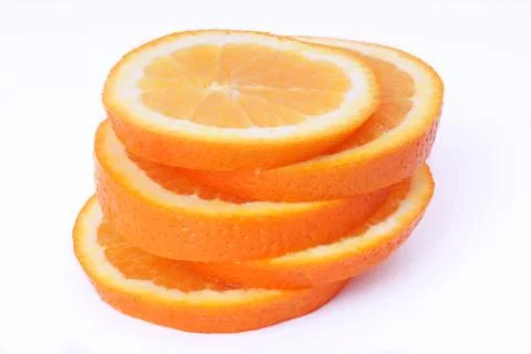 Sliced orange on white background Stock Photos