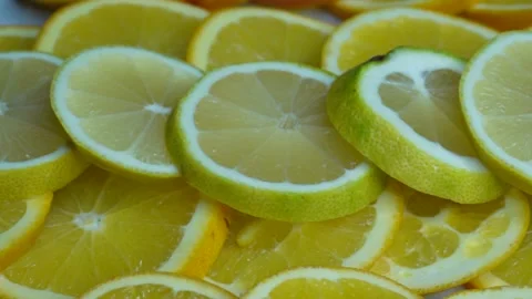 The sliced oranges and lemons are rotated. Stock Footage 255574429