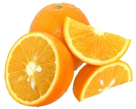 Sliced oranges heap Stock Photos
