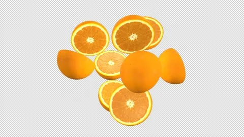 Sliced oranges rotate in transparent background 動画素材 148691248
