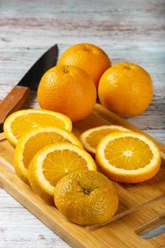 Sliced ??oranges on the table. Stock Photos